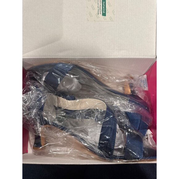 Emily Bridal Elegant Navy Blue Satin Kitten Heel Sandals With Bow Accent New - Picture 2 of 5